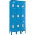 Global Industrial 3-Tier 9 Door Locker, 12Wx15Dx24H, Blue, Unassembled 493414BL